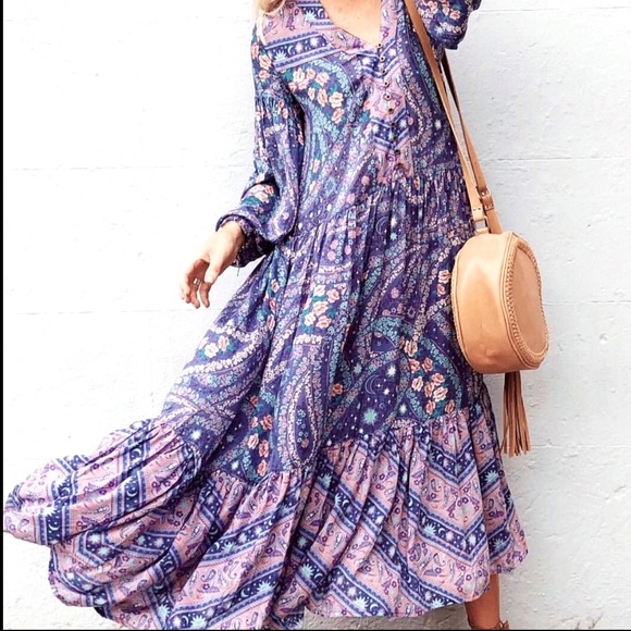 FP TO LOVE Dresses & Skirts - Celestial City Lights Spell Print Boho Gypsy Gown